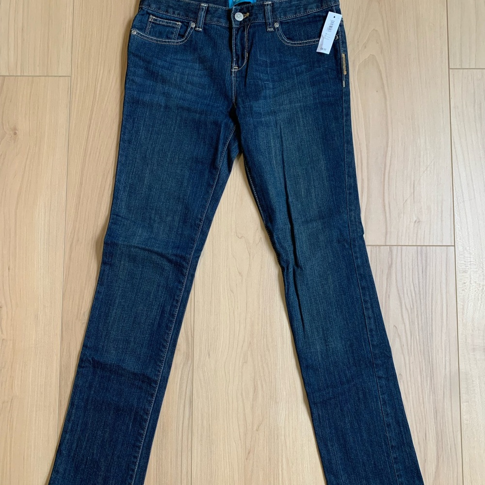 Skinny dark blue kids jeans for girls